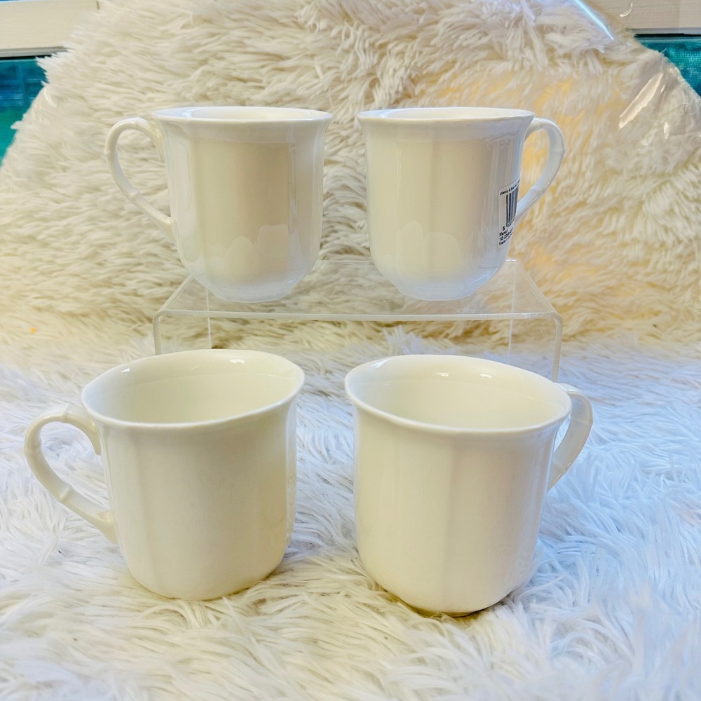 Villeroy & Boch Manoir Mugs White Porcelain 4 Piece Mugs New